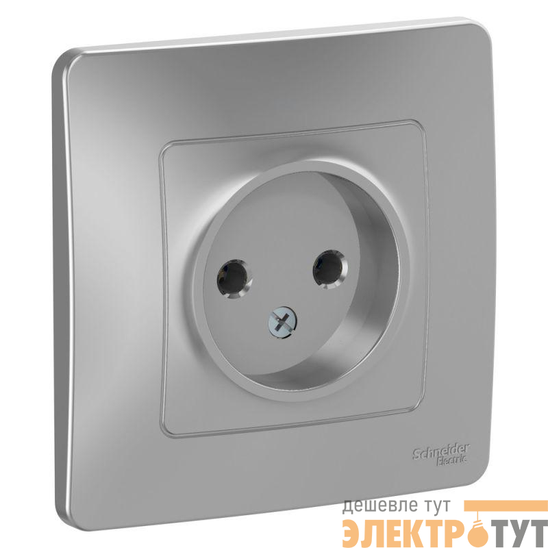 Розетка 1-м СП Blanca 16А IP20 250В без заземл. без защ. шторок алюм. SE BLNRS000013