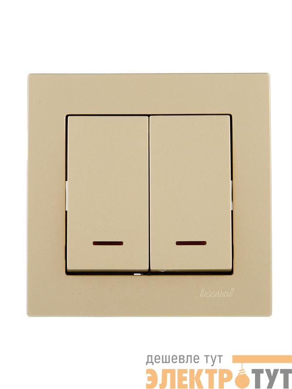 Выключатель двойной с подсветкой VESNA зол. LEZARD 742-3688-112