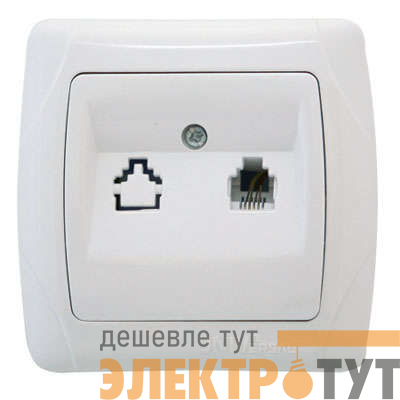 Розетка телефонная 1-м СП Маргарита RJ11 (4P4C) бел. UNIVersal М0034