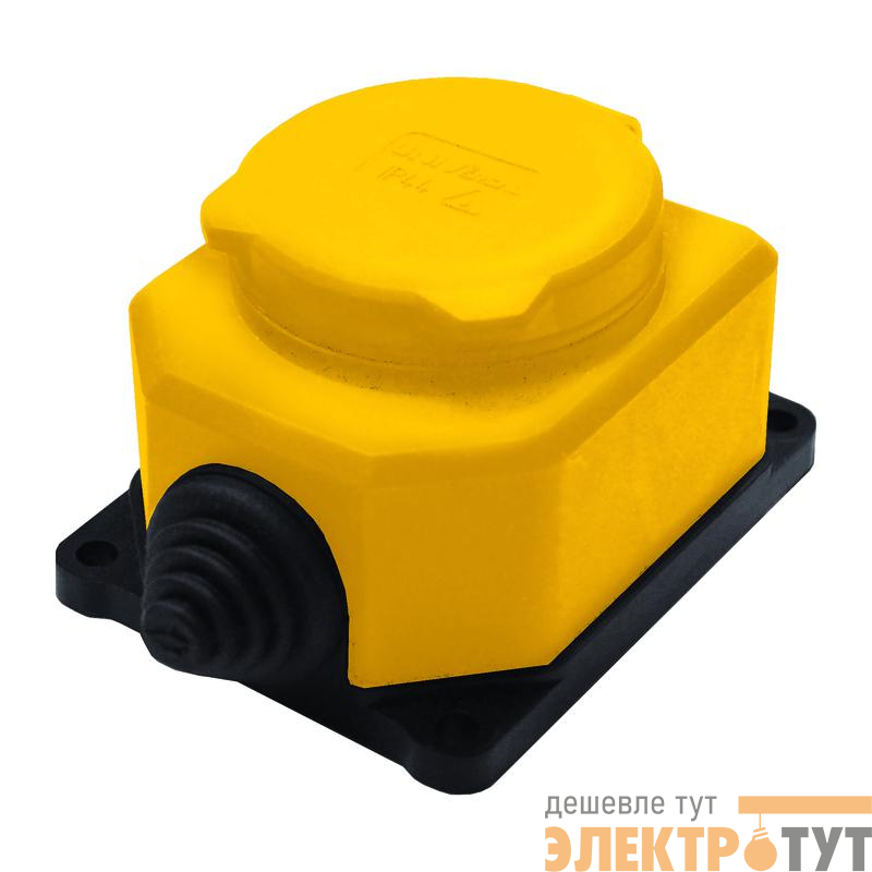 Розетка настенная 1ф с заглушкой компакт каучук желт. Universal 3085