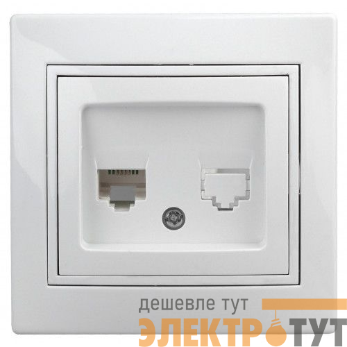 Розетка компьютерная 1-м СП Plano 1-303-01 RJ45 IP20 бел. Intro Б0027621