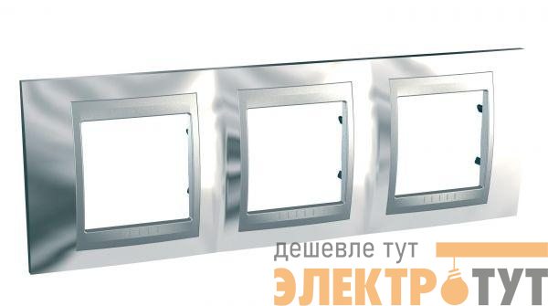Рамка 3-м Unica Top хром/алюм. SchE MGU66.006.010
