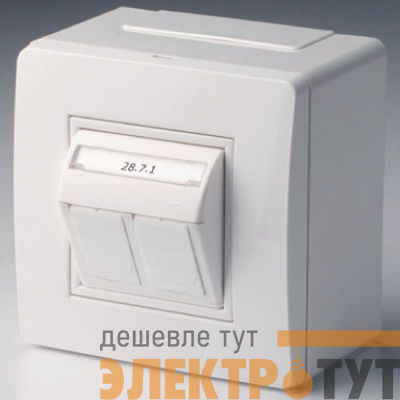 Коробка PDD-N60 с 2 розетками Brava RJ45 кат.5E (телефон/компьютер) бел. DKC 10656