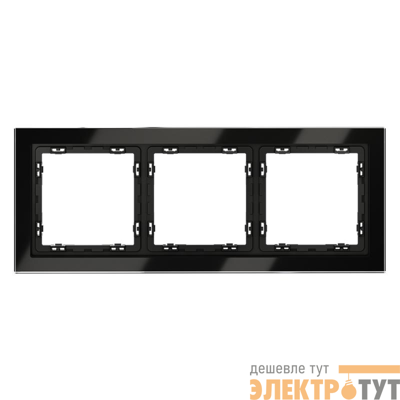 Рамка 3-м S70 стеклян. черн. Voltum VLS110308