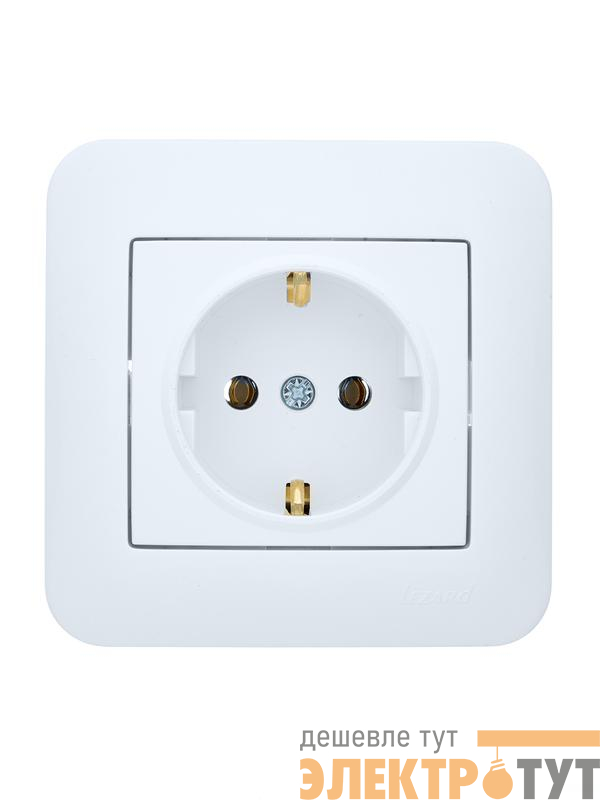 Розетка 1-м СП ASTI 16А IP20 с заземл. термопласт в сборе бел. LEZARD 7081-0202-122B