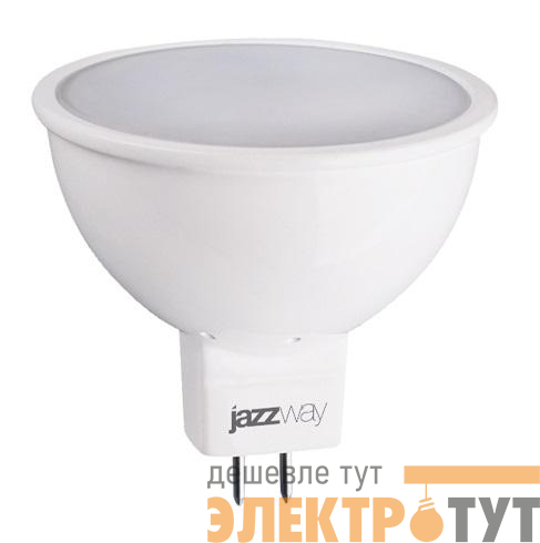 Лампа светодиодная PLED-ECO 5Вт JCDR MR16 рефлектор матовая 3000К тепл. бел. GU5.3 400лм 230В 50Гц JazzWay 1037077A