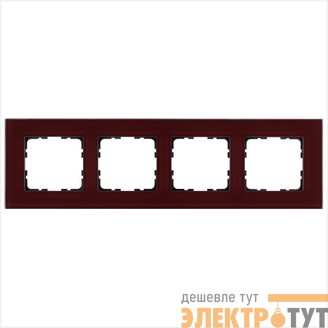 Рамка 4-м G-Glass стекло гранат. Jasmart G1004GH