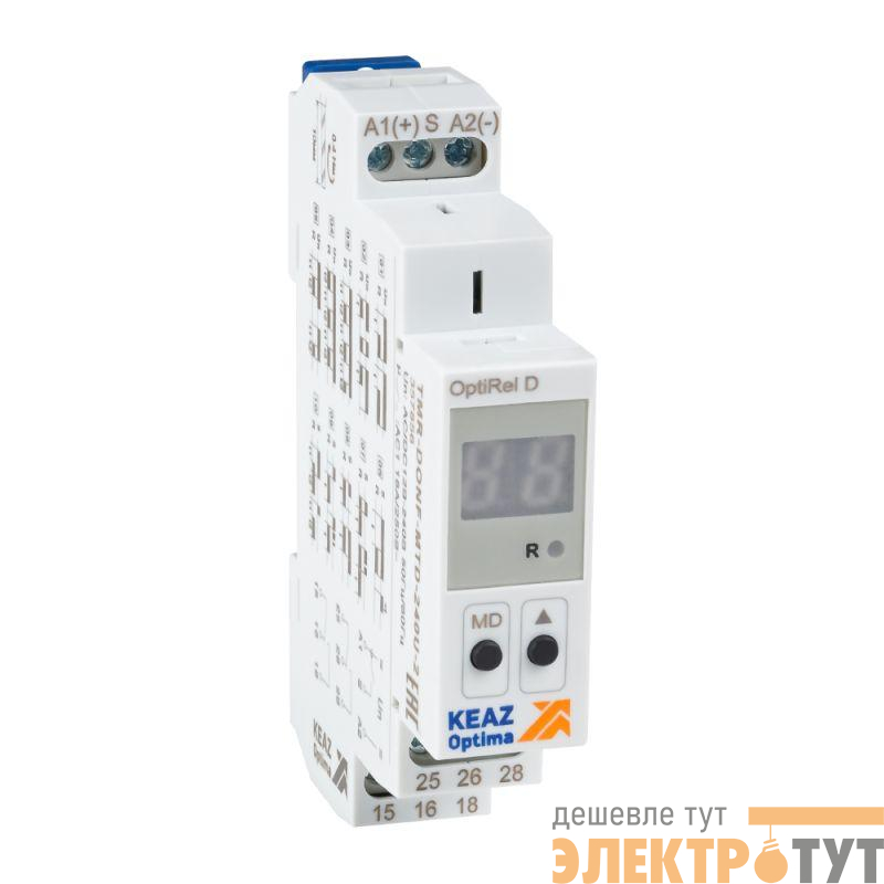 Реле времени OptiRel D TMR-DONF-MTD-240U-2 цифровое 16А 2СО 12-230АС/DC КЭАЗ 357856