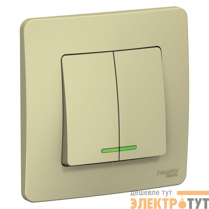 Выключатель 2-кл. СП Blanca 10А IP20 (сх. 5) 250В с подсветкой беж. SE BLNVS010517