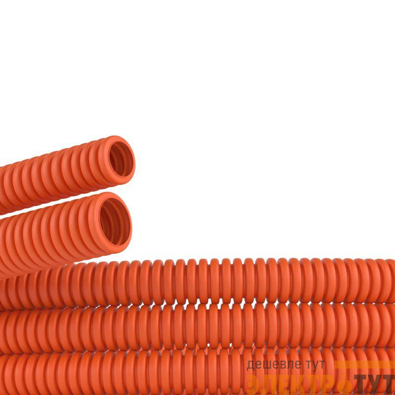 Труба гофрированная ПНД гибкая тяжелая d40мм без протяжки оранж. (уп.20м) DKC 70540