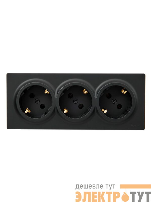 Розетка 3-м ОП LETO с заземл. закрытый корпус ПБТ черн. бархат LEZARD 752-4200-127BUP