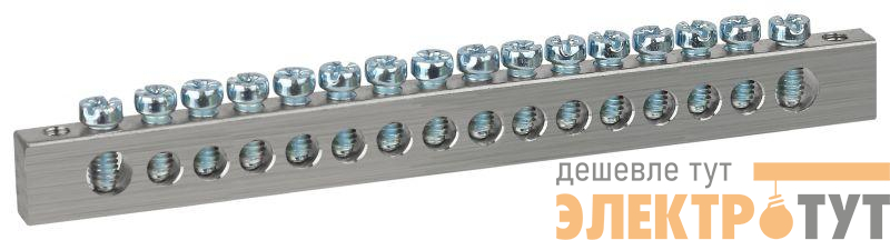 Шина PEN земля-ноль 6х9мм 16/2 никелированная с креплениями по краям NO-224-87 Эра Б0062983