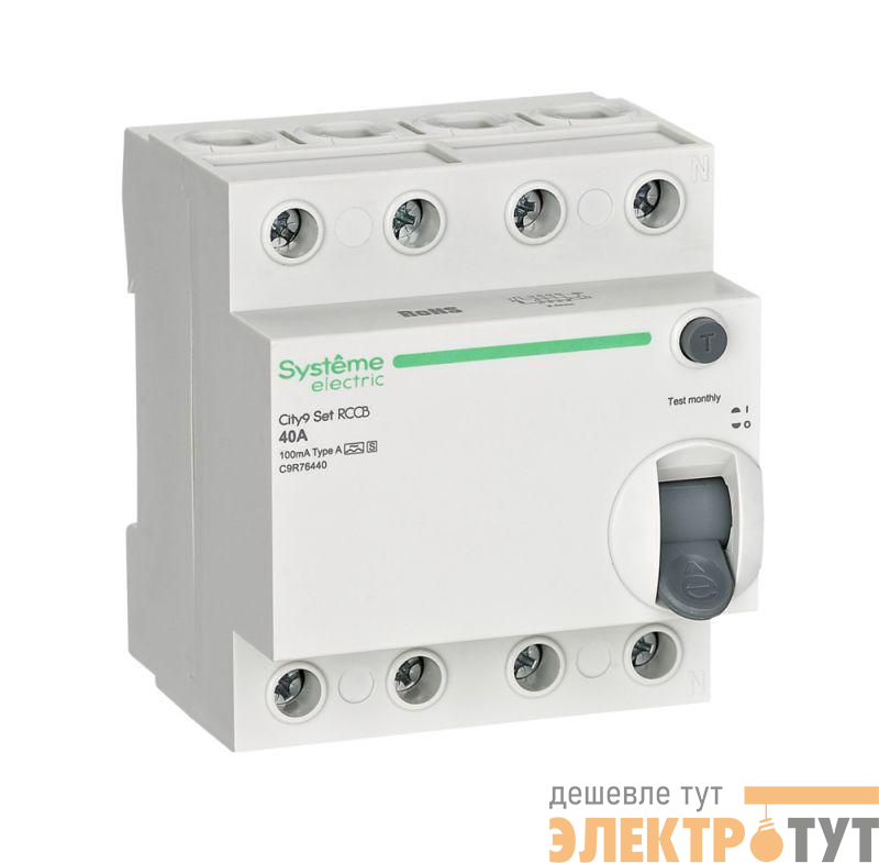 Выключатель дифференциального тока City9 Set 4п 40А 100мА A-S 400В SE C9R76440