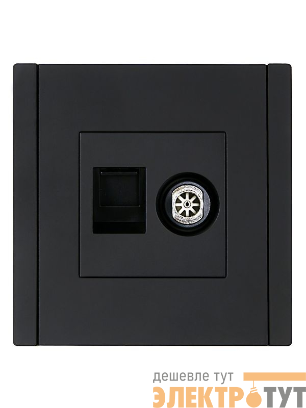 Розетка 2-м TV+RJ45 кат.6 FORTE&PIANO FP137 черн. IEK FP-AK20-2-K02