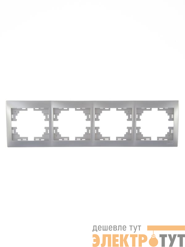 Рамка 4-м Mira горизонт. сер. метал. LEZARD 701-1000-149