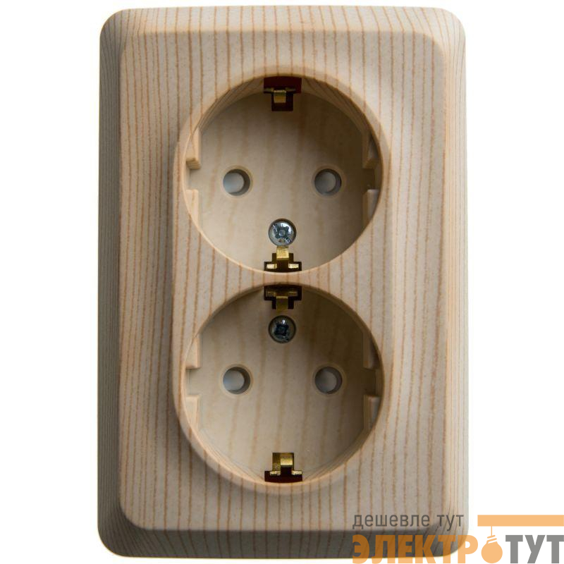 Розетка угловая 2-м ОП Этюд 16А IP20 250В с заземл. защ. шторки сосна SE PA16-108D