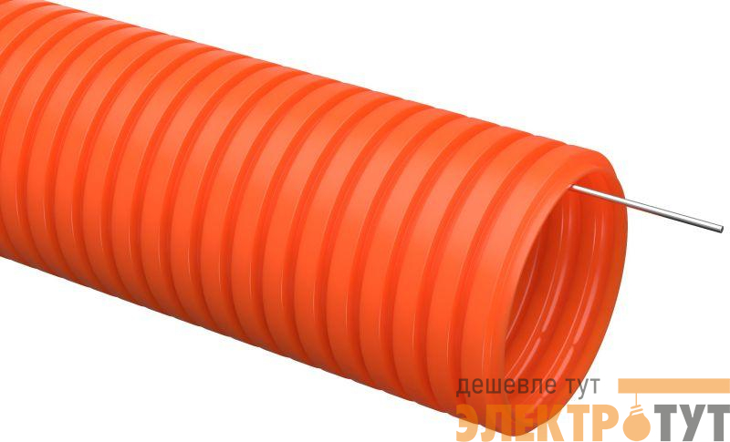Труба гофрированная ПНД тяжелая d32мм с протяжкой оранж. (уп.25м) IEK CTG21-32-K09-025