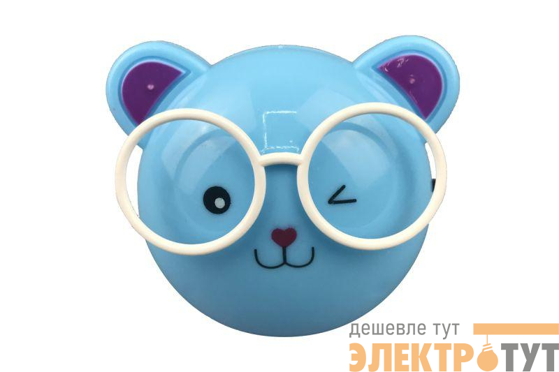 Светильник светодиодный NL-242 "Медведи очкарики" 220В ночник с выкл. син. Camelion 13817