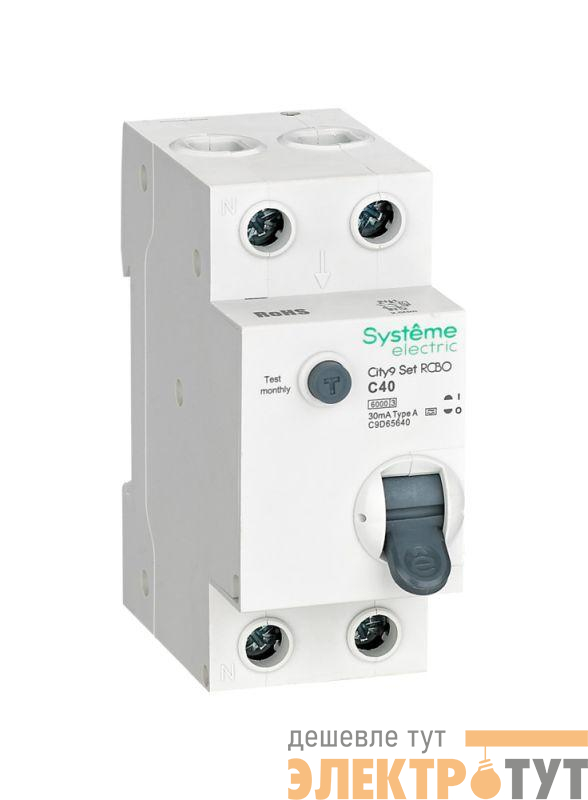 Выключатель автоматический дифференциального тока City9 Set (АВДТ) 1P+N C 40А 6кА 30мА Тип-A 230В SE C9D65640