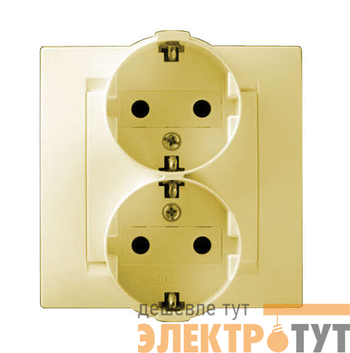 Розетка 2-м СП Simon15 16А IP20 250В с заземл. винт. клеммы сл. кость Simon 1590459-031