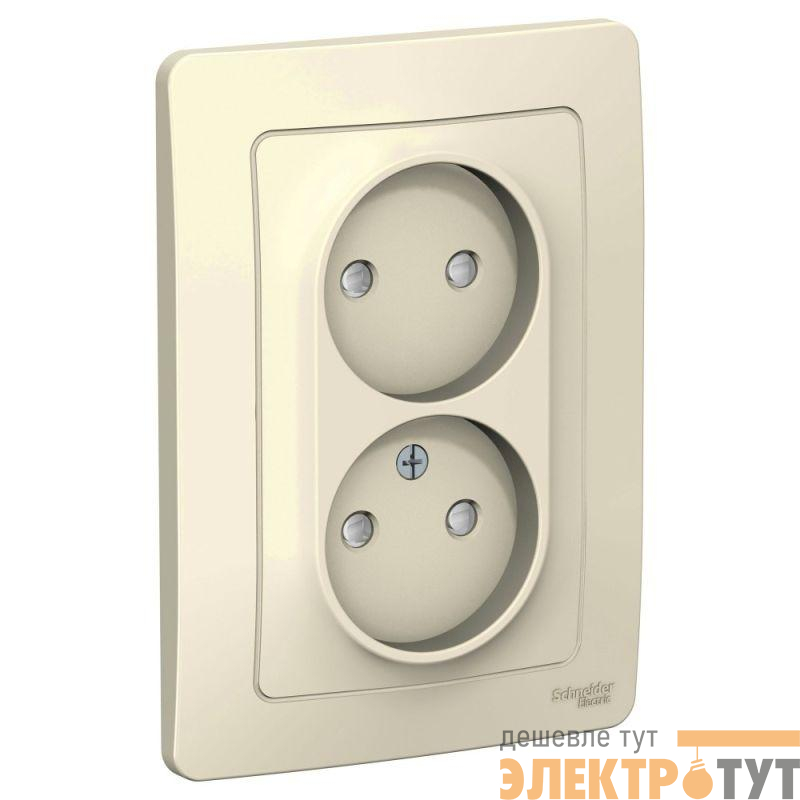 Розетка 2-м СП Blanca 16А IP20 250В без заземл. защ. шторки молоч. SE BLNRS000122