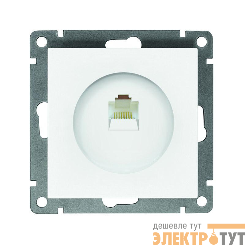 Розетка компьютерная 1-м СП Афина RJ45 кат.5E механизм бел. Universal A0051