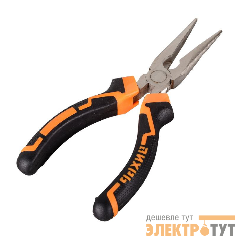 Длинногубцы прямые 160мм никелированные двухкомпонентн. рукоятки Вихрь 73/6/3/10