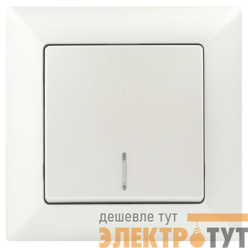 Выключатель 1-кл. СП Solo 4-102-06 10А 250В IP20 с подсветкой перламутр Intro Б0053568