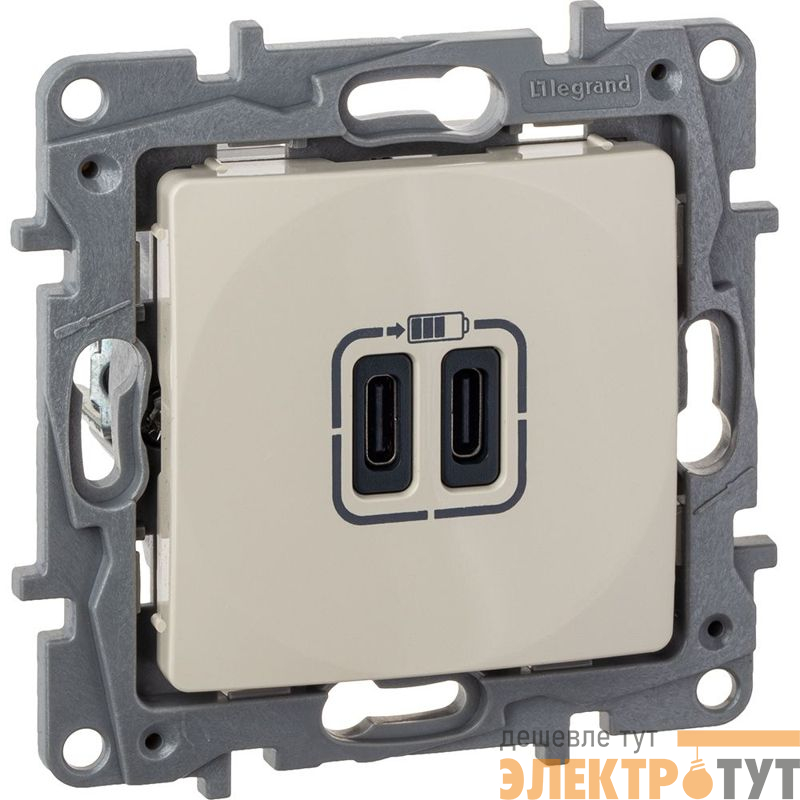 Устройство зарядное Etika с 2-мя USB разъемами C и C 240В/5В 3000мА сл. кость IEK 672335