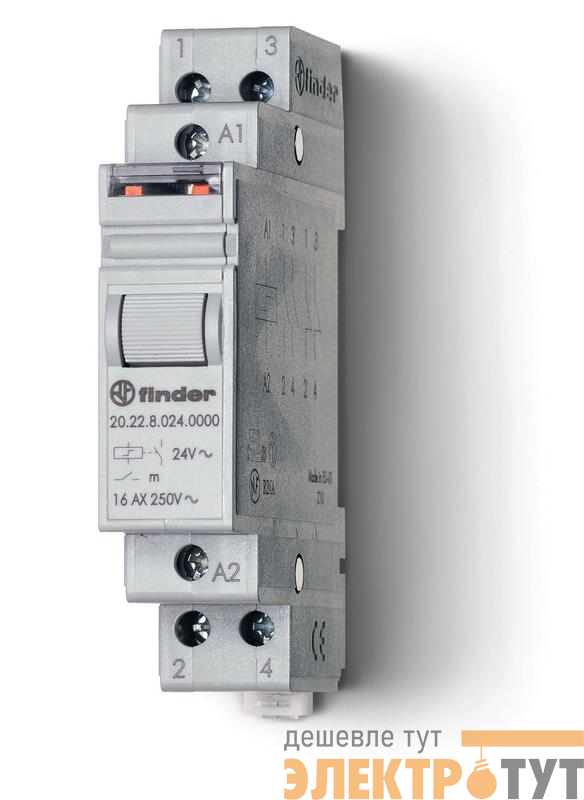 Реле модульное электромеханич. шаговое 2NO 16А 2 состояния AgSnO2 24В DC 17.5мм IP20 FINDER 202290244000
