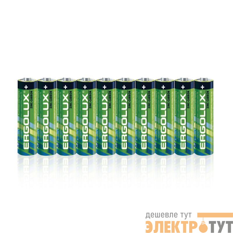 Элемент питания солевой R 03 SR10 мизинчиковая батарейка AAA 1.5В (уп.10шт) Ergolux 15119