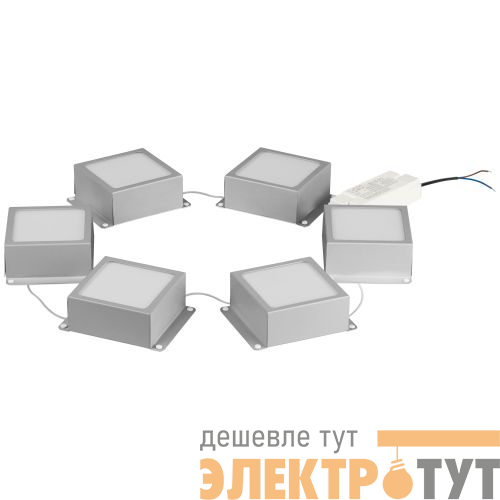 Светильник светодиодный SPO-646-3-4K-S6 36Вт 4000К 100х100 грильято домино комплект 6 кубиков + драйвер металлик (уп.6шт) Проектный Эра Б0062991