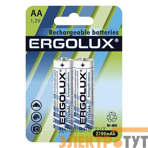Аккумулятор AA Ni-MH 1.2В 2700мА.ч NHAA2700BL2 BL-2 металлик (блист.2шт) Ergolux 12445