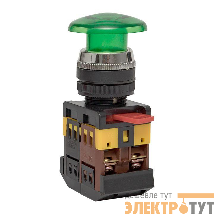 Кнопка AELA-22 "Грибок" зел. с подсветкой NO+NC 220В EKF pbn-aela-1g-220