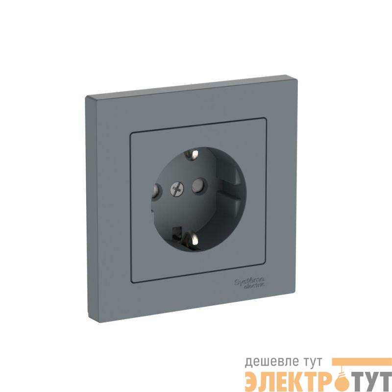 Розетка AtlasDesign 16А с заземл. защ. шторки быстрозажим. клем. в сборе грифель SE ATN000744S