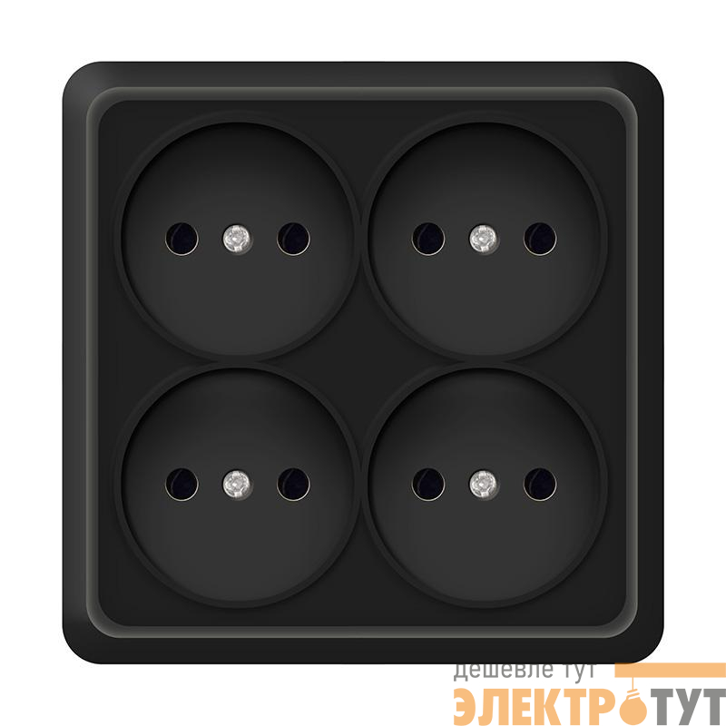 Розетка 4-м ОП Олимп 16А IP20 квадрат без заземл. черн. Universal 2220