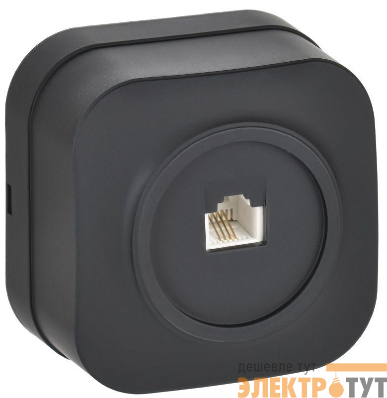 Розетка телефонная ОП GLORY РТ20-ХЧм RJ11 черн. матов. IEK ETH10-K02M