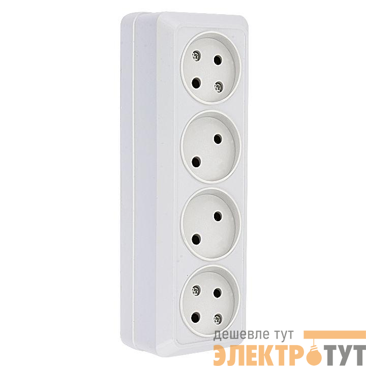 Розетка 4-м ОП Рим 10А IP20 без заземл. бел. EKF ENR10-302-10