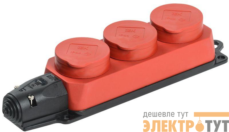 Колодка 3-м ОМЕГА РБ33-1-0м IP44 каучук красн. IEK PKR61-016-2-K04