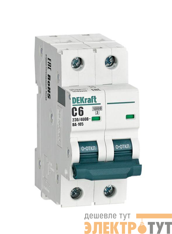 Выключатель автоматический модульный 2п C 6А 10кА ВА-105 DEKraft 13163DEK