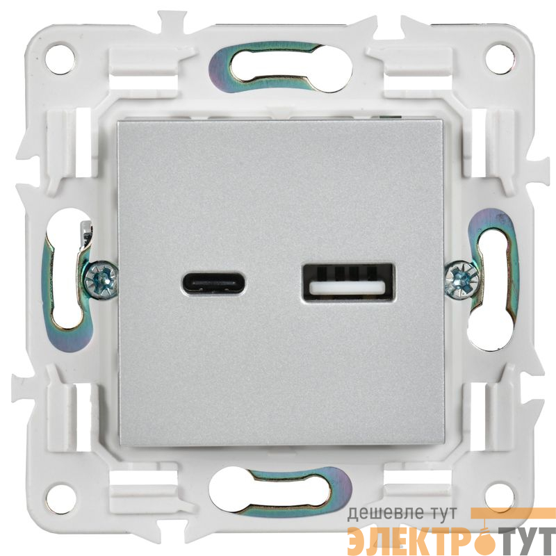 Розетка USB A+C 3.1А SKANDY SK-R14S серебр. IEK SK-U22-D31-K23