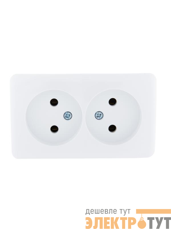 Розетка 2-м ОП Viola 16А IP20 без заземл. бел. LEZARD 751-0200-128