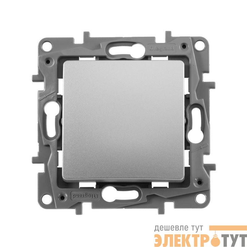 Переключатель 1-кл. СП Etika 10А IP20 250В 10AX авт. зажимы механизм алюм. Leg 672405