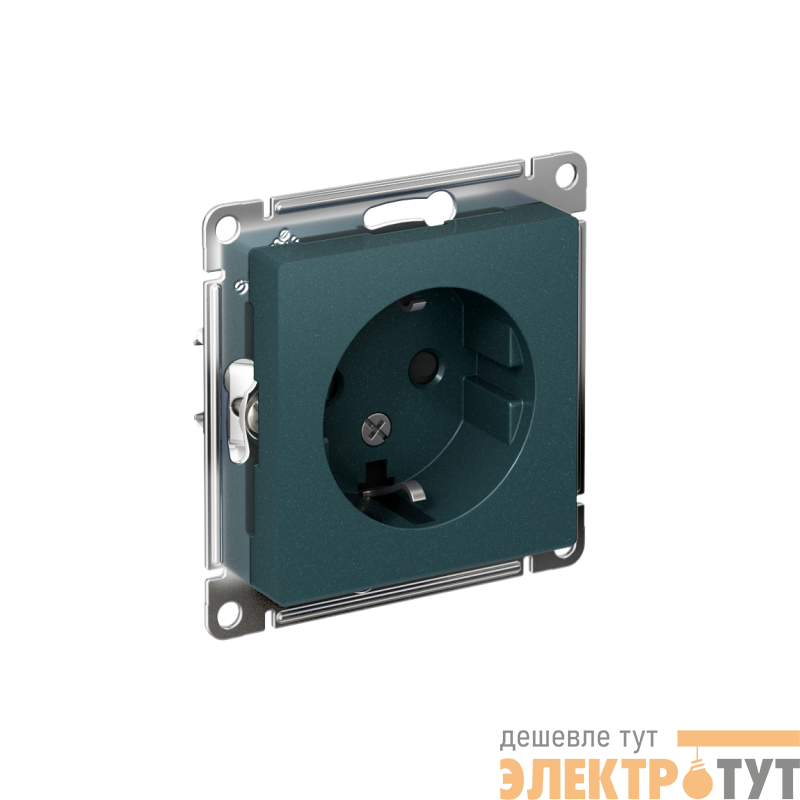 Розетка 1-м СП AtlasDesign 16А IP20 с заземл. защ. шторки механизм изумруд SE ATN000845