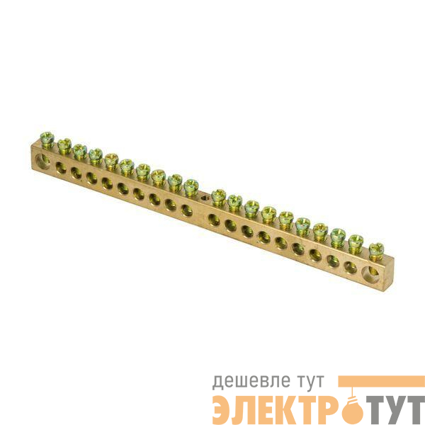 Шина PEN "ноль-земля" 8х12 20 отвер. латунь крепеж по центру PROxima EKF sn0-125-20-c