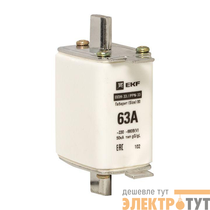 Вставка плавкая ППН-33 160/63А габарит 00 PROxima EKF fus-33/160/63