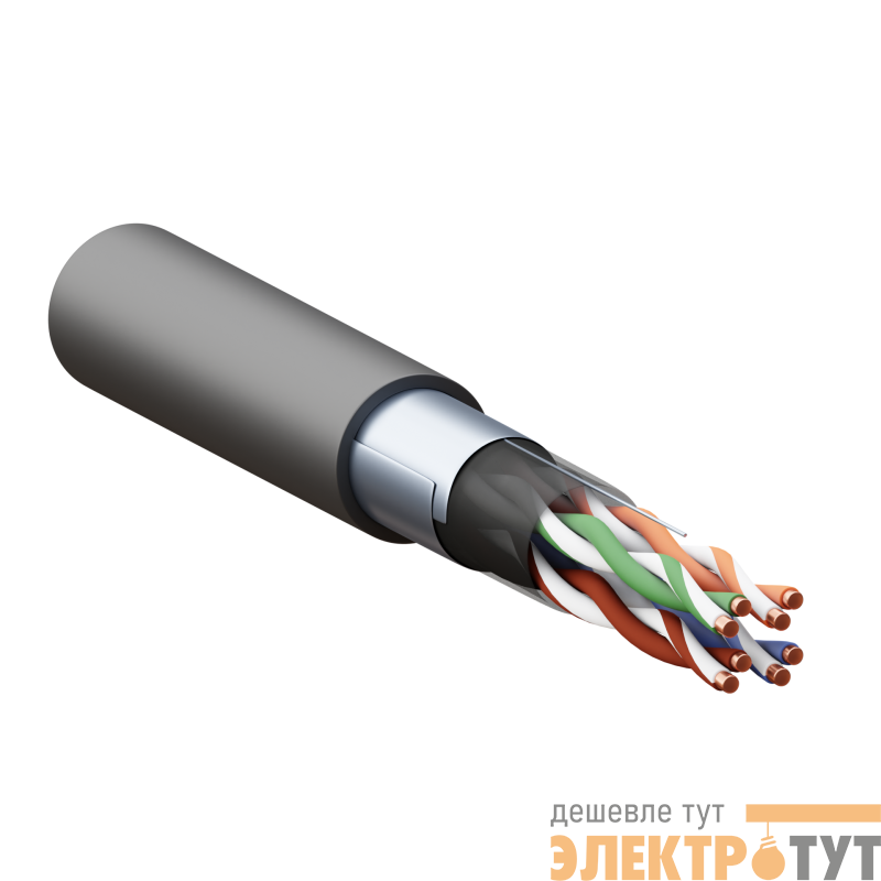 Кабель витая пара F/UTP кат.5E 4 пары solid внешн. LDPE черн. TERACOM EKF TRC-5EFTP-04PE-BK-OUT3