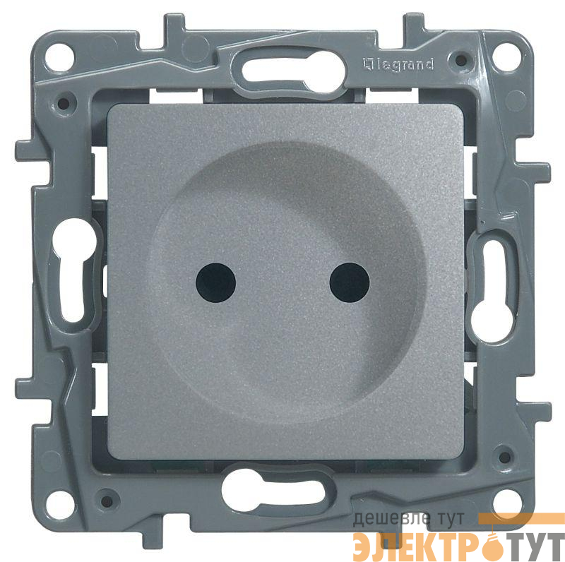 Розетка 1-м СП Etika 16А IP31 250В 2P без заземл. защ. шторки немецк. стандарт винтов. клеммы механизм алюм. Leg 672434