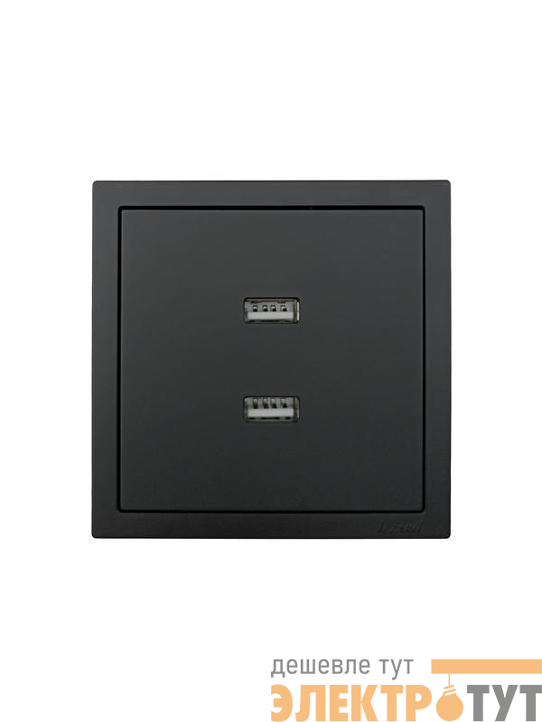 Розетка 1-мест. с 2-мест. USB разъем СП ZIMA IP20 черн. бархат LEZARD 704-4288-192