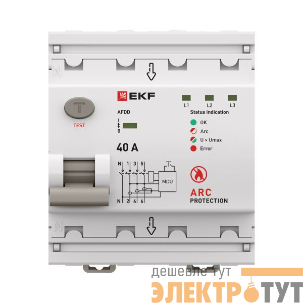 Устройство защиты от дугового пробоя (УЗДП) 3P+N 40А PROxima EKF afdd-4-40-pro